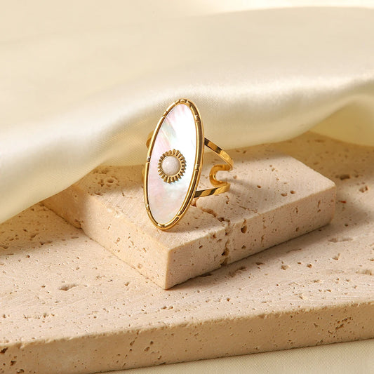 Oval Pearl Shell Ring