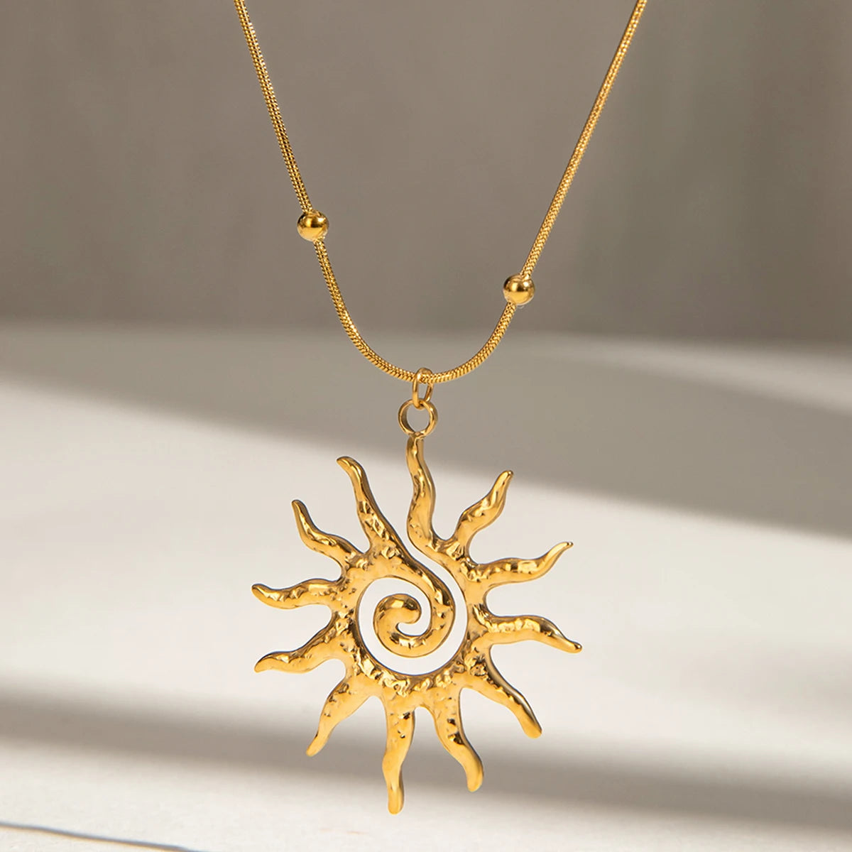 Hollow Sun Pendant Necklace