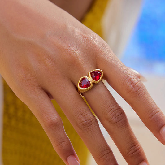 Vintage Heart-shape Red Ring