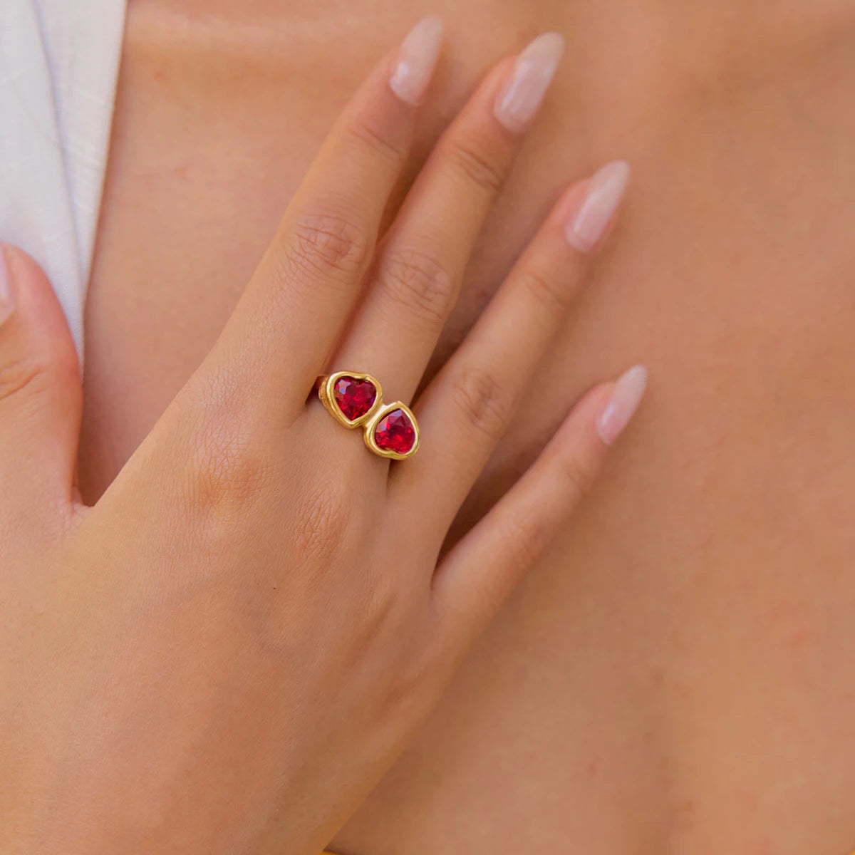 Vintage Heart-shape Red Ring