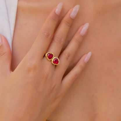 Vintage Heart-shape Red Ring