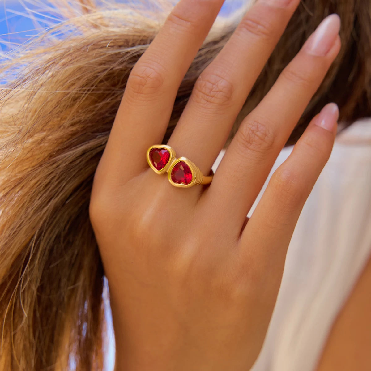 Vintage Heart-shape Red Ring