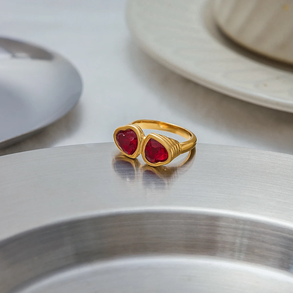 Vintage Heart-shape Red Ring